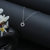 Flower Shaped Silver Daily Wear Necklace Locket With Stones For Girls